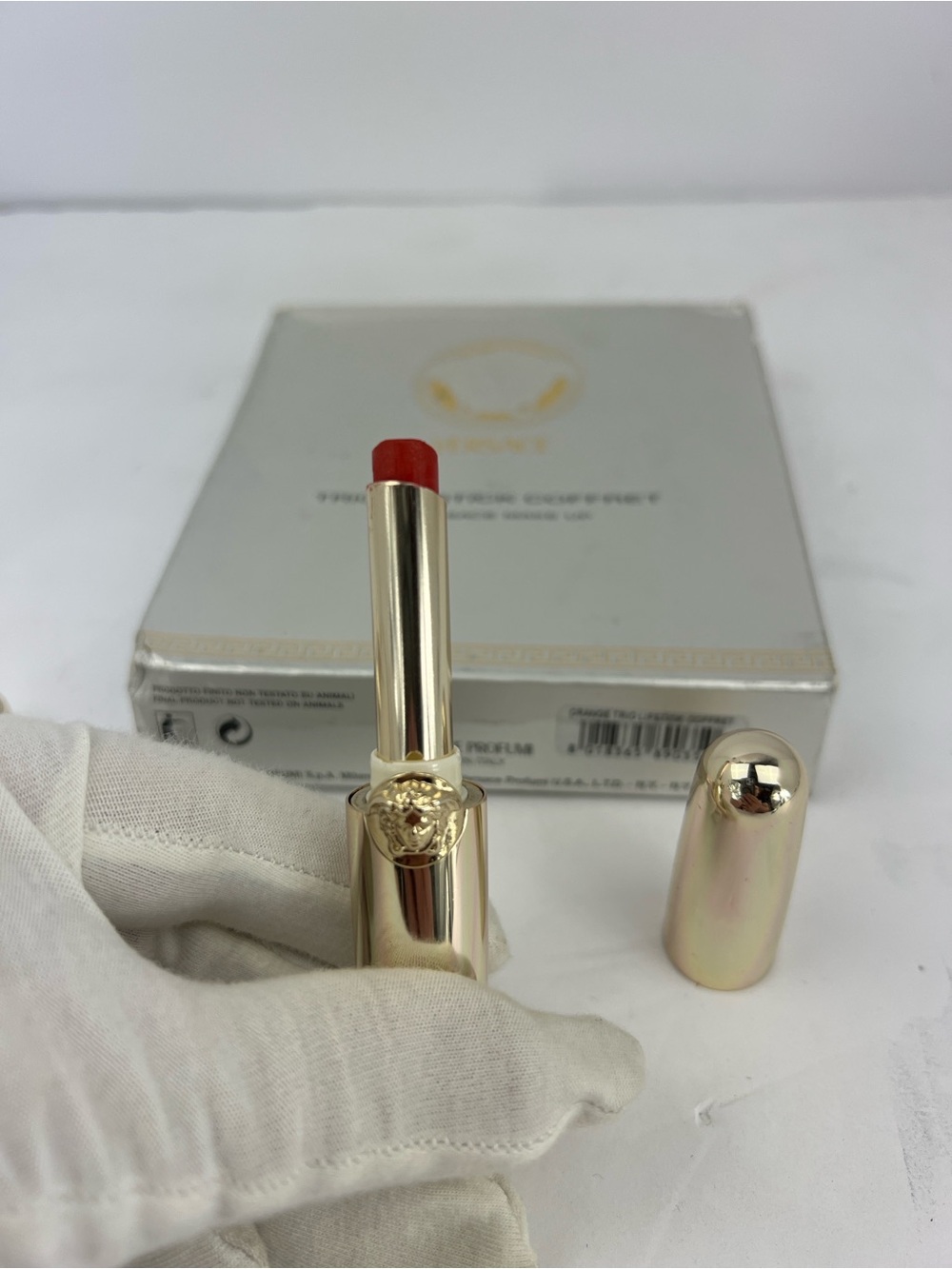 VERSACE TRÍO VINTAGE LIPSTICKS COFFRET SET WITH MEDUSA LOGO, IN GOLD COLOR - Picture 8 of 14
